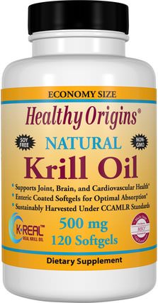 Krill Oil, Natural Vanilla Flavor, 500 mg, 120 Softgels by Healthy Origins, 補充劑，efa omega 3 6 9（epa dha），磷蝦油 HK 香港