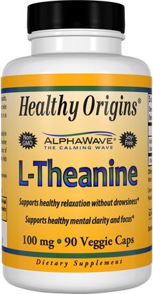 L-Theanine, 100 mg, 90 Veggie Caps by Healthy Origins, 補充劑，氨基酸，茶氨酸 HK 香港