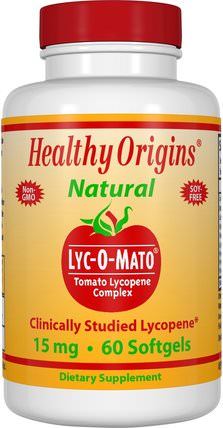 Lyc-O-Mato, Tomato Lycopene Complex, 15 mg, 60 Softgels by Healthy Origins, 補充劑，抗氧化劑，番茄紅素 HK 香港