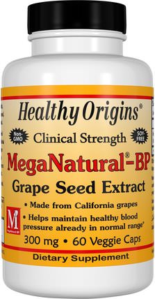 MegaNatural-BP Grape Seed Extract, 300 mg, 60 Veggie Caps by Healthy Origins, 補充劑，抗氧化劑，葡萄籽提取物，健康，血壓 HK 香港