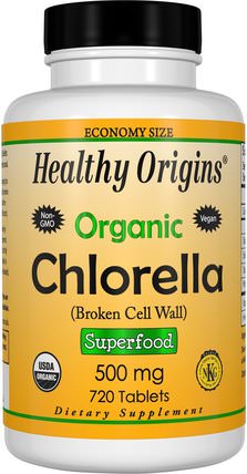 Organic Chlorella, 720 Tablets by Healthy Origins, 補品，超級食品，小球藻 HK 香港