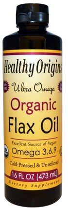 Ultra Omega, Organic Flax Oil, 16 fl oz (473 ml) by Healthy Origins, 補充劑，efa omega 3 6 9（epa dha），亞麻油液體 HK 香港