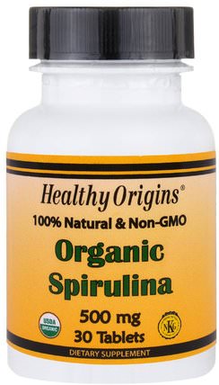 Organic Spirulina, 500 mg, 30 Tablets by Healthy Origins, 補充劑，螺旋藻 HK 香港
