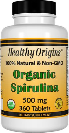 Organic Spirulina, 500 mg, 360 Tablets by Healthy Origins, 補充劑，螺旋藻 HK 香港