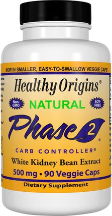 Phase 2, Carb Controller, White Kidney Bean Extract, 500 mg, 90 Veggie Caps by Healthy Origins, 補充劑，白芸豆提取物2期 HK 香港