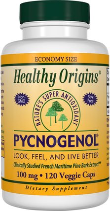 Pycnogenol, 100 mg, 120 Veggie Caps by Healthy Origins, 補充劑，碧蘿芷 HK 香港