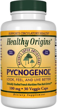 Pycnogenol, 100 mg, 30 Veggie Caps by Healthy Origins, 補充劑，碧蘿芷 HK 香港