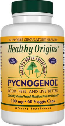 Pycnogenol, 100 mg, 60 Veggie Caps by Healthy Origins, 補充劑，碧蘿芷 HK 香港