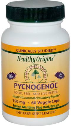 Pycnogenol, 150 mg, 60 Veggie Caps by Healthy Origins, 補充劑，碧蘿芷 HK 香港