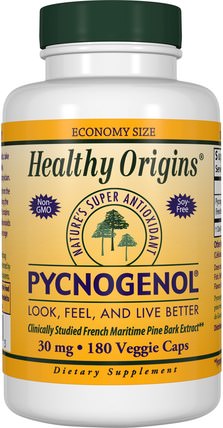 Pycnogenol, 30 mg, 180 Veggie Caps by Healthy Origins, 補充劑，碧蘿芷 HK 香港