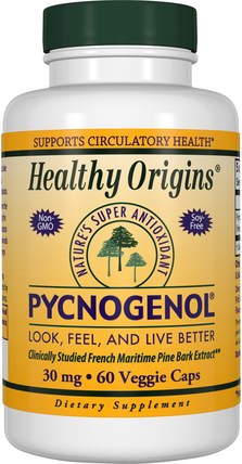 Pycnogenol, 30 mg, 60 Veggie Caps by Healthy Origins, 補充劑，碧蘿芷 HK 香港
