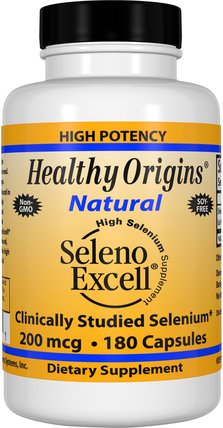 Seleno Excell, 200 mcg, 180 Capsules by Healthy Origins, 補充劑，抗氧化劑，硒，selenoexcell硒 HK 香港