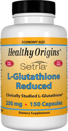 Setria, L-Glutathione Reduced, 250 mg, 150 Capsules by Healthy Origins, 補充劑，l穀胱甘肽 HK 香港