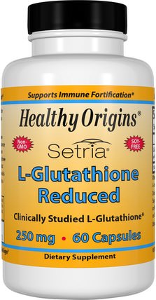 Setria, L-Glutathione Reduced, 250 mg, 60 Capsules by Healthy Origins, 補充劑，l穀胱甘肽 HK 香港
