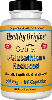 Setria, L-Glutathione Reduced, 500 mg, 60 Capsules by Healthy Origins, 補充劑，l穀胱甘肽 HK 香港