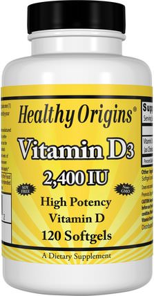 Vitamin D3, 2.400 IU, 120 Softgels by Healthy Origins, 維生素，維生素D3 HK 香港