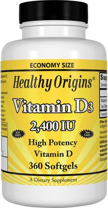 Vitamin D3, 2.400 IU, 360 Softgels by Healthy Origins, 維生素，維生素D3 HK 香港