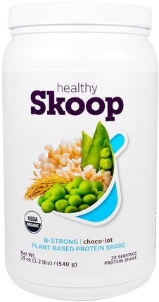B-Strong, Plant-Based Protein Shake, Chocolate, 19 oz (540 g) by Healthy Skoop, 補充劑，蛋白質 HK 香港