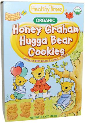 Organic Hugga Bear Cookies, Honey Graham, 6.5 oz (182 g) by Healthy Times, 兒童健康，嬰兒餵養，嬰兒零食和手指食品，出牙餅乾餅乾 HK 香港