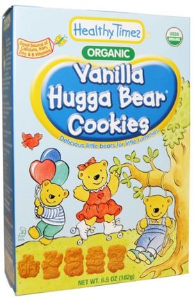 Organic Hugga Bear Cookies, Vanilla, 6.5 oz (182 g) by Healthy Times, 兒童健康，嬰兒餵養，嬰兒零食和手指食品，出牙餅乾餅乾 HK 香港