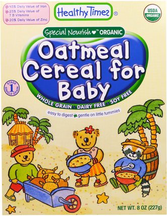 Organic Cereal for Baby, Oatmeal, 8 oz (227 g) by Healthy Times, 兒童健康，嬰兒餵養，嬰兒穀物，兒童食品 HK 香港