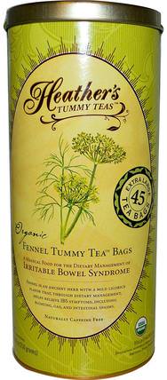 Tummy Teas, Organic Fennel Tea Bags, Caffeine Free, 45 Tea Bags, 8.82 oz (250 g) by Heathers Tummy Care, 食物，涼茶，茴香 HK 香港