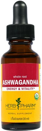 Ashwagandha, Whole Root, 1 fl oz (30 ml) by Herb Pharm, 草藥，ashwagandha withania somnifera，adaptogen HK 香港