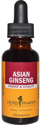 Asian Ginseng, 1 fl oz (30 ml) by Herb Pharm, 草藥，人參，適應原 HK 香港