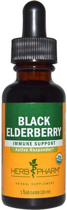 Black Elderberry, Immune Support, 1 fl oz (30 ml) by Herb Pharm, 健康，感冒流感和病毒，接骨木（接骨木） HK 香港