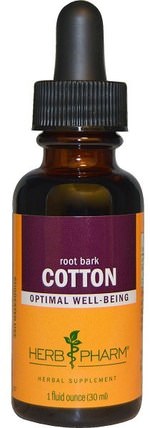 Cotton, Root Bark, 1 fl oz (30 ml) by Herb Pharm, 草藥，棉花根 HK 香港