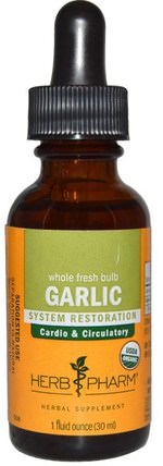 Garlic, Whole Fresh Bulb, 1 fl oz (30 ml) by Herb Pharm, 補充劑，抗生素，大蒜 HK 香港