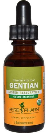 Gentian, Rhizome with Root, 1 fl oz (30 ml) by Herb Pharm, 草藥，龍膽 HK 香港