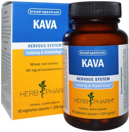 Kava, 200 mg, 60 Veggie Caps by Herb Pharm, 草藥，卡瓦卡瓦 HK 香港