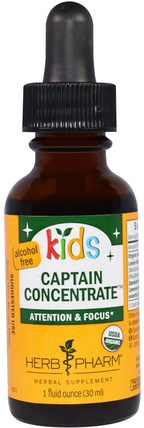 Kids Captain Concentrate, Alcohol Free, 1 fl oz (30 ml) by Herb Pharm, 兒童健康，兒童草藥 HK 香港