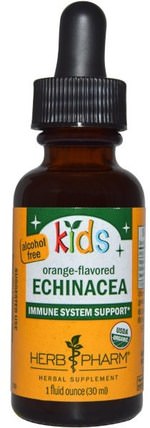 Kids Echinacea, Alcohol-Free, Orange-Flavored, 1 fl oz (30 ml) by Herb Pharm, 補充劑，抗生素，紫錐花 HK 香港