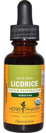 Licorice, System Restoration, 1 fl oz (30 ml) by Herb Pharm, 草藥，甘草根（dgl），adaptogen HK 香港