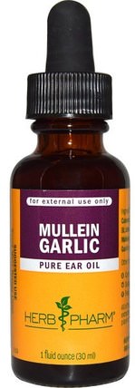Mullein Garlic, Pure Ear Oil, 1 fl oz (30 ml) by Herb Pharm, 補充劑，抗生素，大蒜 HK 香港