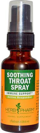 Soothing Throat Spray, 1 fl oz (29.6 ml) by Herb Pharm, 補充劑，抗生素，紫錐花，健康，喉嚨護理噴霧 HK 香港