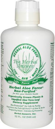 Inc, Herbal Aloe Force, 32 fl oz (946 ml) by Herbal Answers, 補充劑，蘆薈，蘆薈液 HK 香港