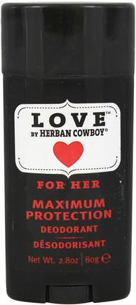 For Her, Maximum Protection Deodorant, 2.8 oz (80 g) by Herban Cowboy, 洗澡，美容，除臭女性 HK 香港