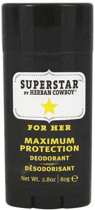 Maximum Protection Deodorant, For Her, Superstar, 2.8 oz (80 g) by Herban Cowboy, 洗澡，美容，除臭女性 HK 香港