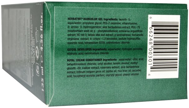 herbatint閃光時尚 - Herbatint, Permanent Herbal Haircolor Gel, FF 1 Henna Red, 4.56 fl oz (135 ml)