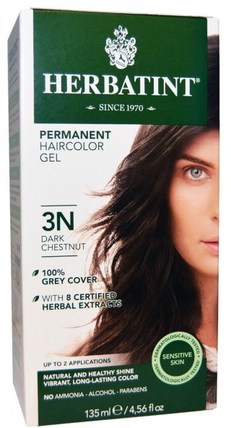 Permanent Hair Color, 3N, Dark Chestnut, 4.56 fl oz (135 ml) by Herbatint, 健康 HK 香港