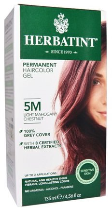 Permanent Haircolor Gel, 5M, Light Mahogany Chestnut, 4.56 fl oz (135 ml) by Herbatint, herbatint mahogany HK 香港