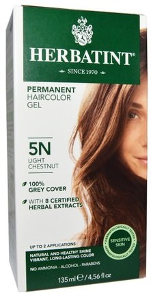 Permanent Haircolor Gel, 5N, Light Chestnut, 4.56 fl oz (135 ml) by Herbatint, 洗澡，美容，頭髮，頭皮，頭髮的顏色 HK 香港