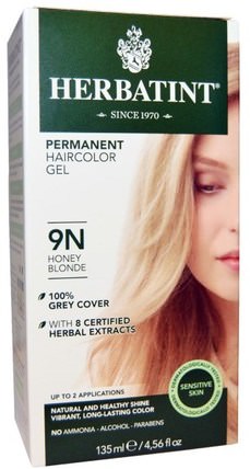 Permanent Haircolor Gel, 9N, Honey Blonde, 4.56 fl oz (135 ml) by Herbatint, 健康 HK 香港