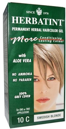 Permanent Herbal Haircolor Gel, 10C, Swedish Blonde, 4.56 fl oz (135 ml) by Herbatint, 洗澡，美容，頭髮，頭皮，頭髮的顏色，herbatint灰 HK 香港