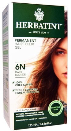 Permanent Herbal Haircolor Gel, 6N, Dark Blonde, 4.56 fl oz (135 ml) by Herbatint, 健康 HK 香港
