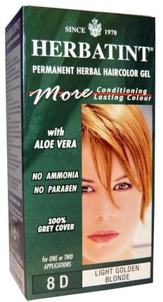 Permanent Herbal Haircolor Gel, 8D, Light Golden Blonde, 4.56 fl oz (135 ml) by Herbatint, 健康 HK 香港