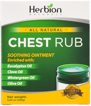 All Natural, Chest Rub, 3.53 oz (100 g) by Herbion, 健康，肺和支氣管 HK 香港